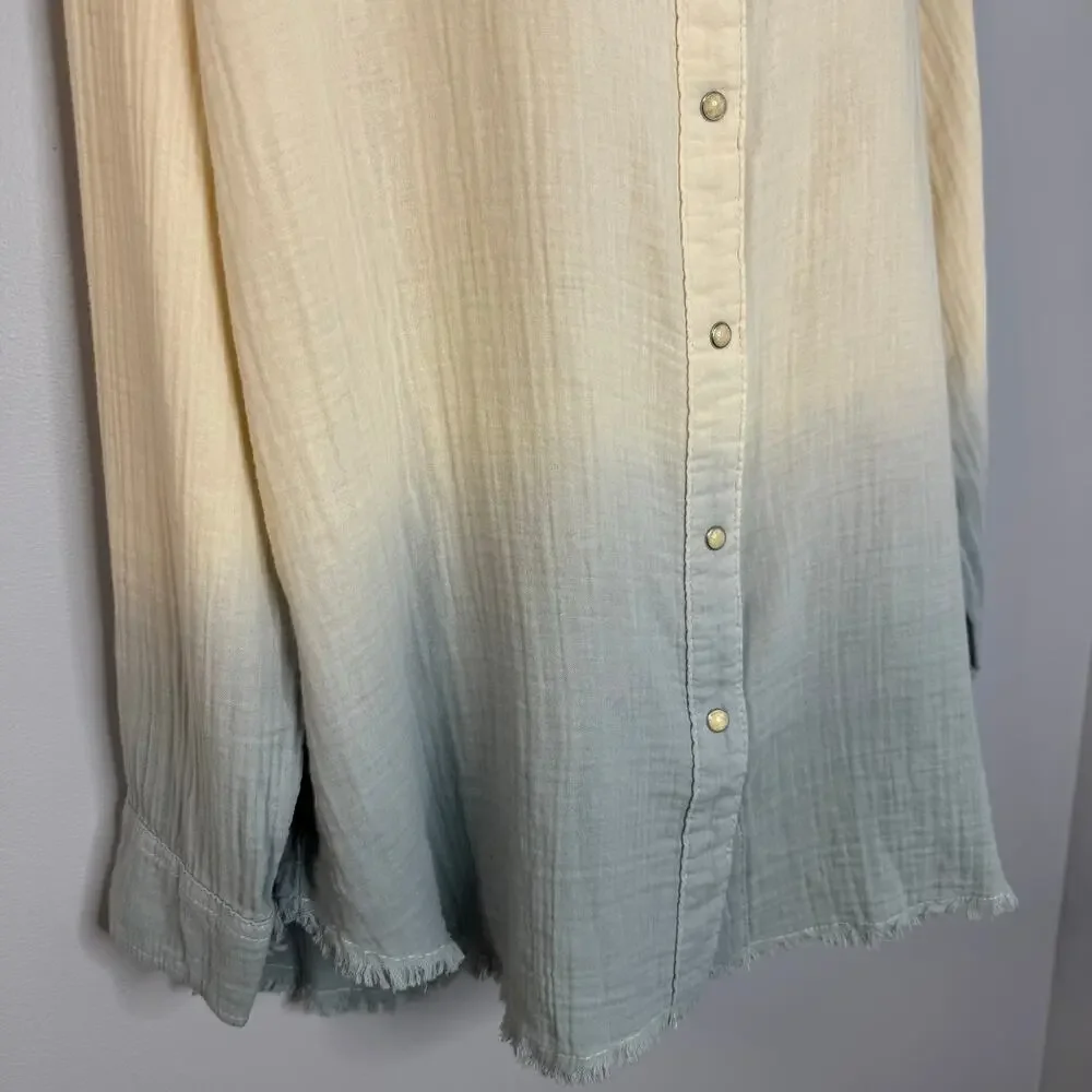 Wrangler x Lainey Wilson Gauzy Dip-Dye Western Snap Shirt Rodeo Rancho Women's L - Picture 9 of 15